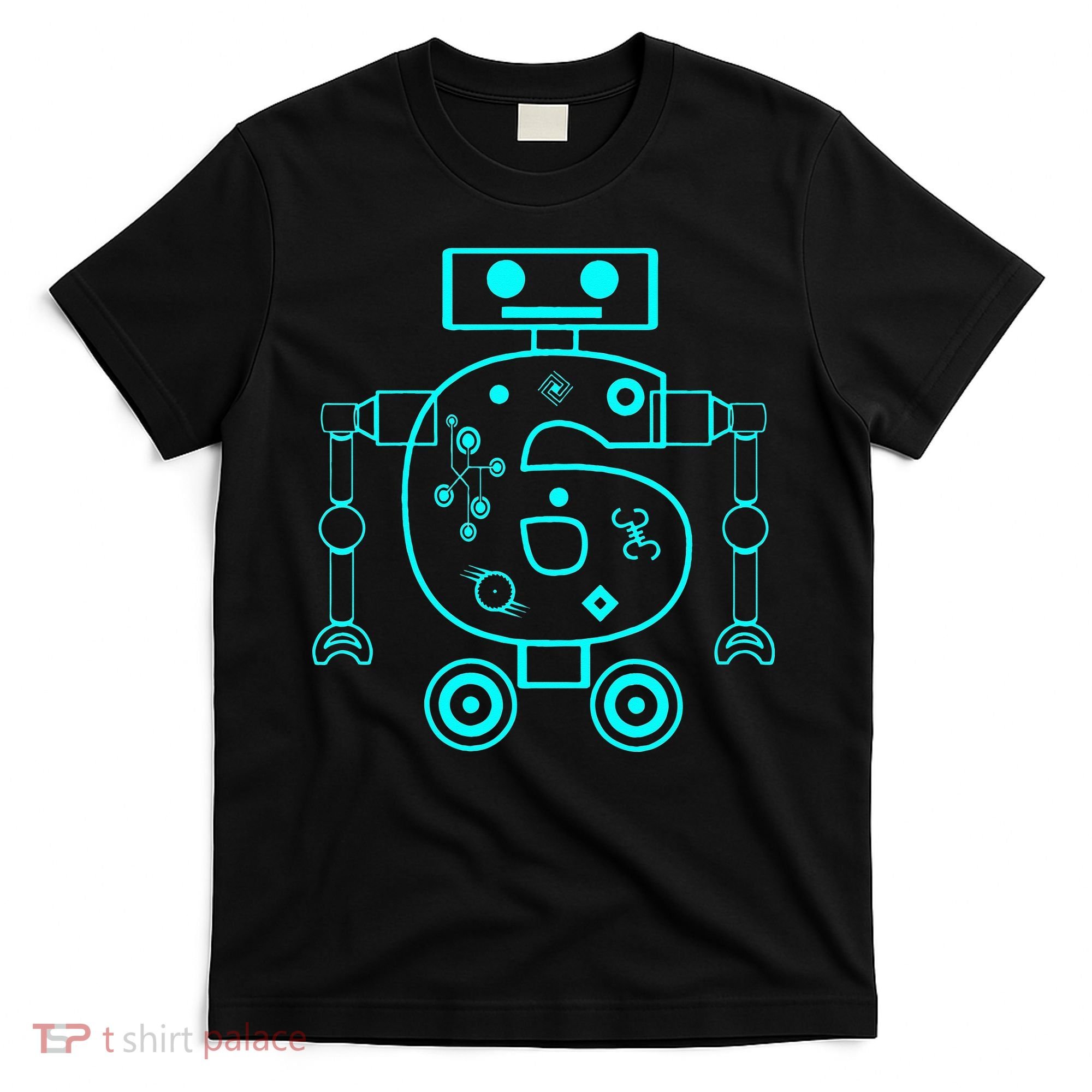 6 Year Old 6th Birthday Robot Themed Party Gift T-Shirt