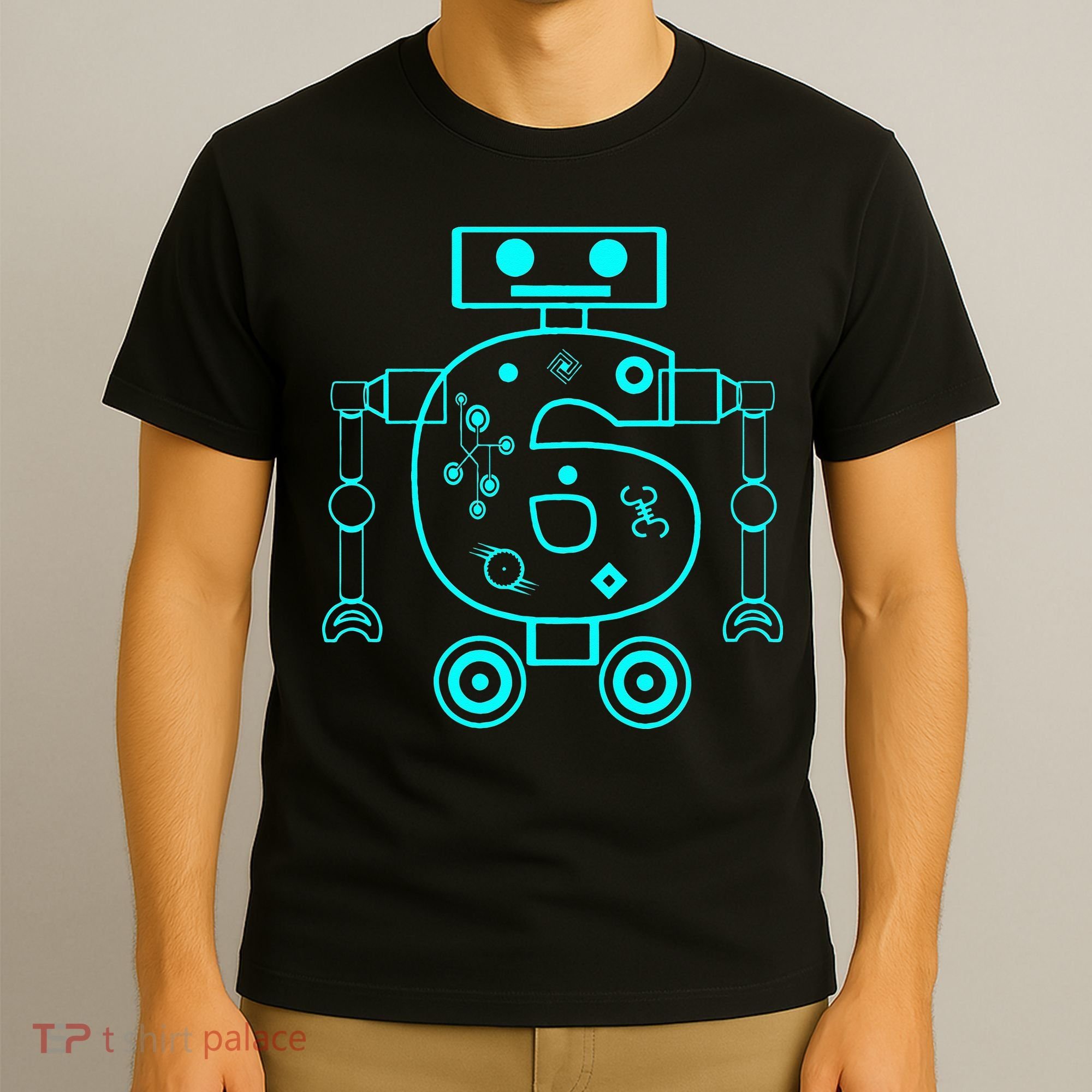 6 Year Old 6th Birthday Robot Themed Party Gift T-Shirt