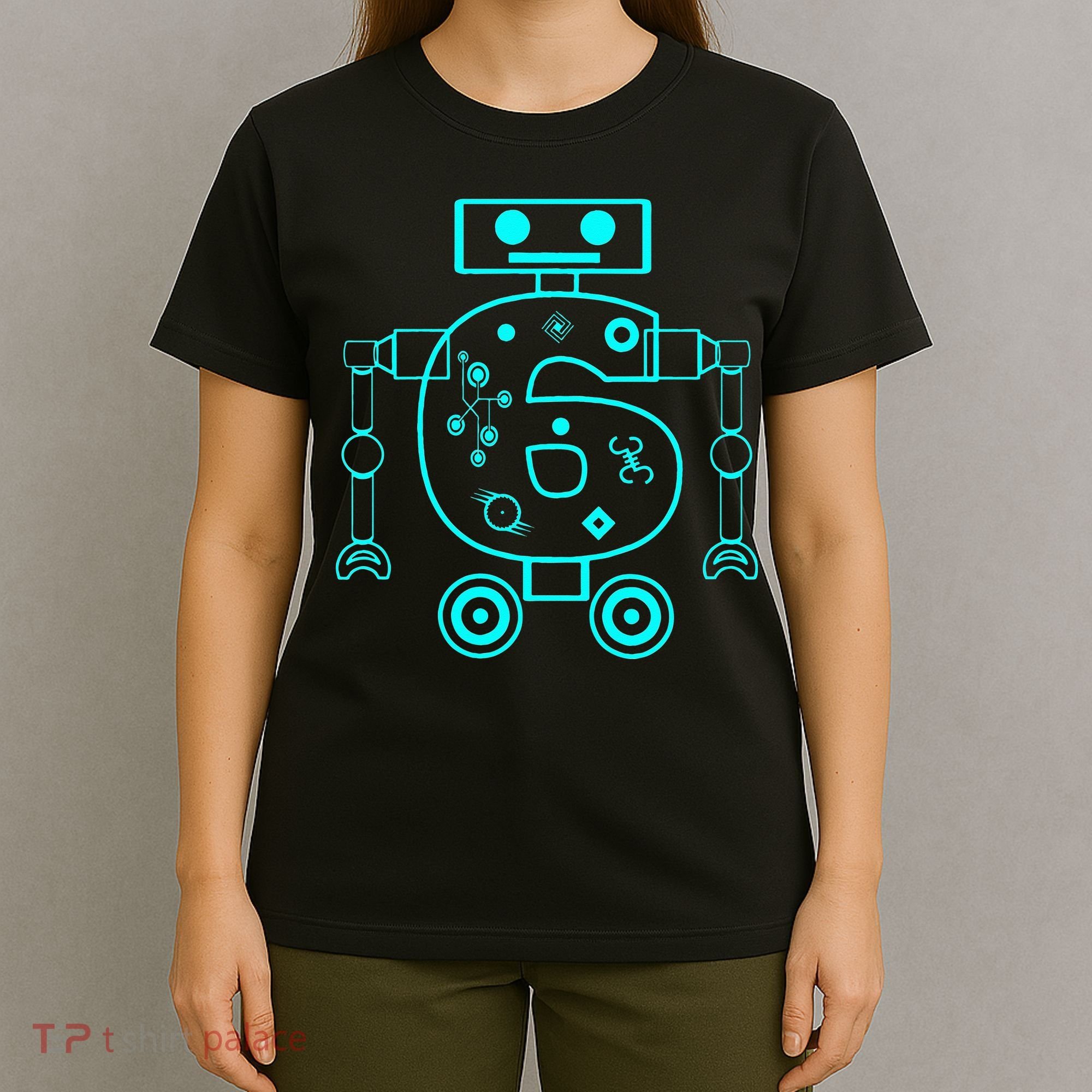 6 Year Old 6th Birthday Robot Themed Party Gift T-Shirt