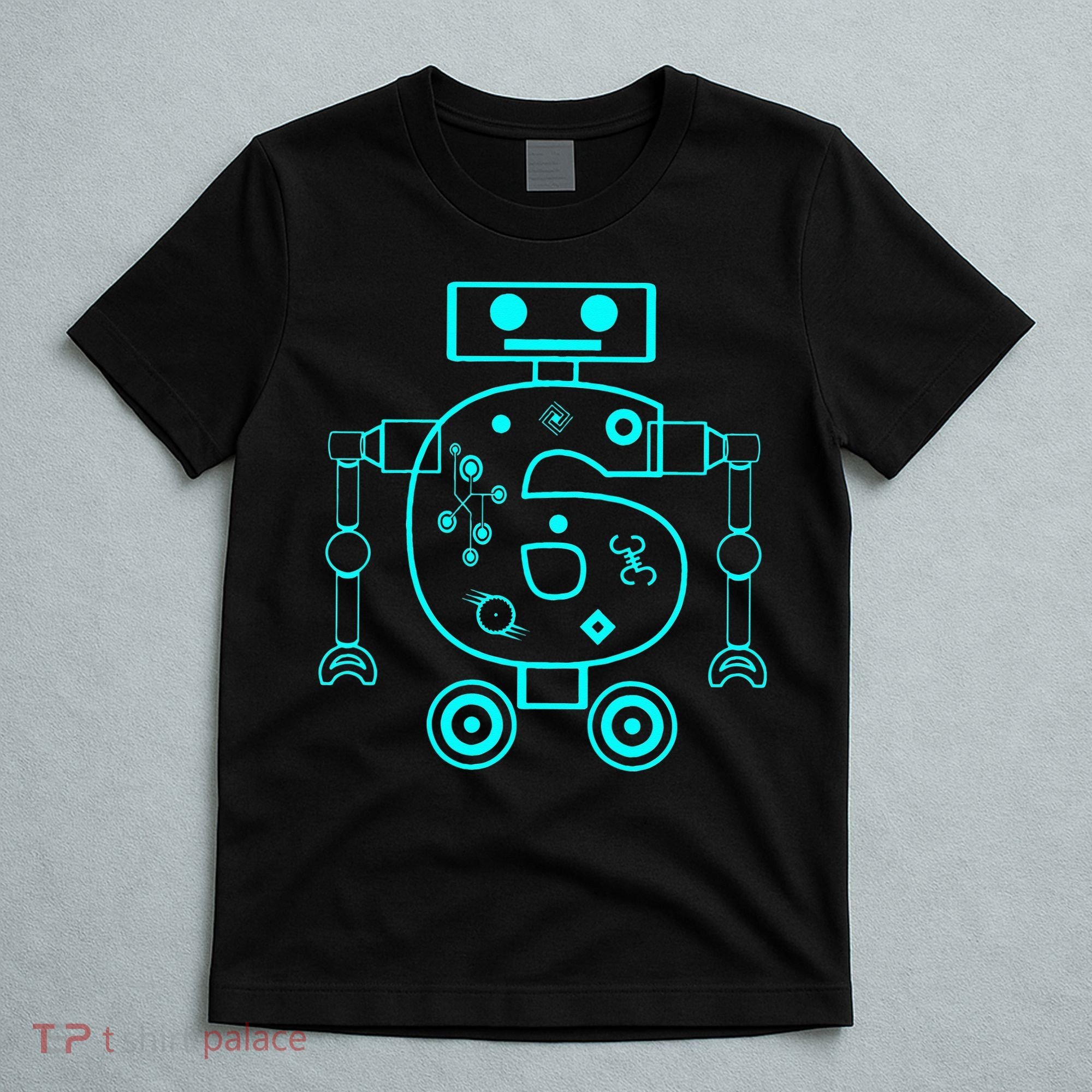 6 Year Old 6th Birthday Robot Themed Party Gift T-Shirt