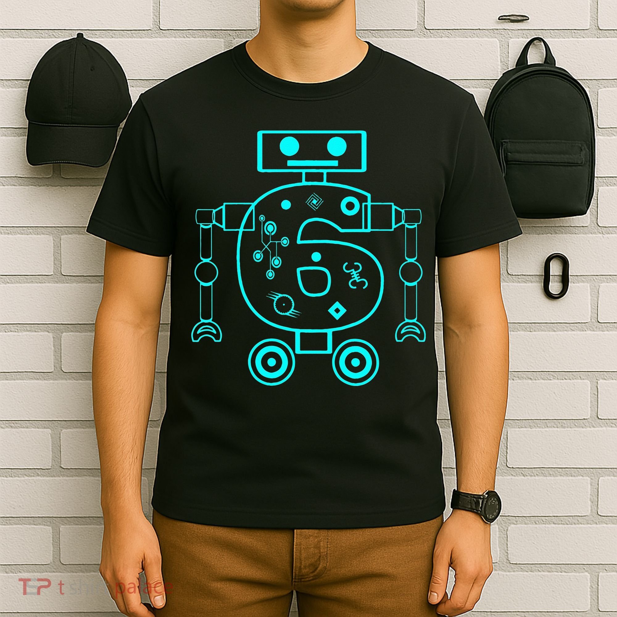 6 Year Old 6th Birthday Robot Themed Party Gift T-Shirt
