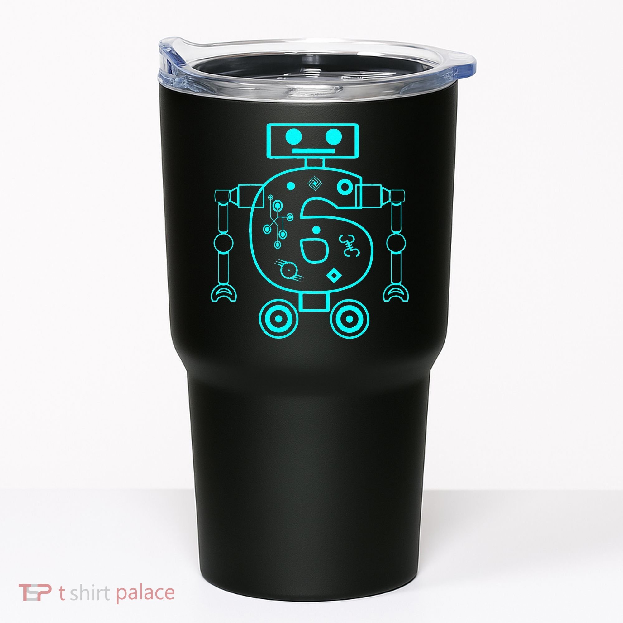 6 Year Old 6th Birthday Robot Themed Party Gift Tumbler