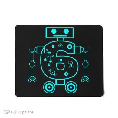 6 Year Old 6th Birthday Robot Themed Party Gift Mousepad