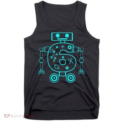 6 Year Old 6th Birthday Robot Themed Party Gift Tank Top