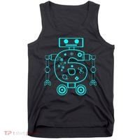6 Year Old 6th Birthday Robot Themed Party Gift Tank Top thumb 0