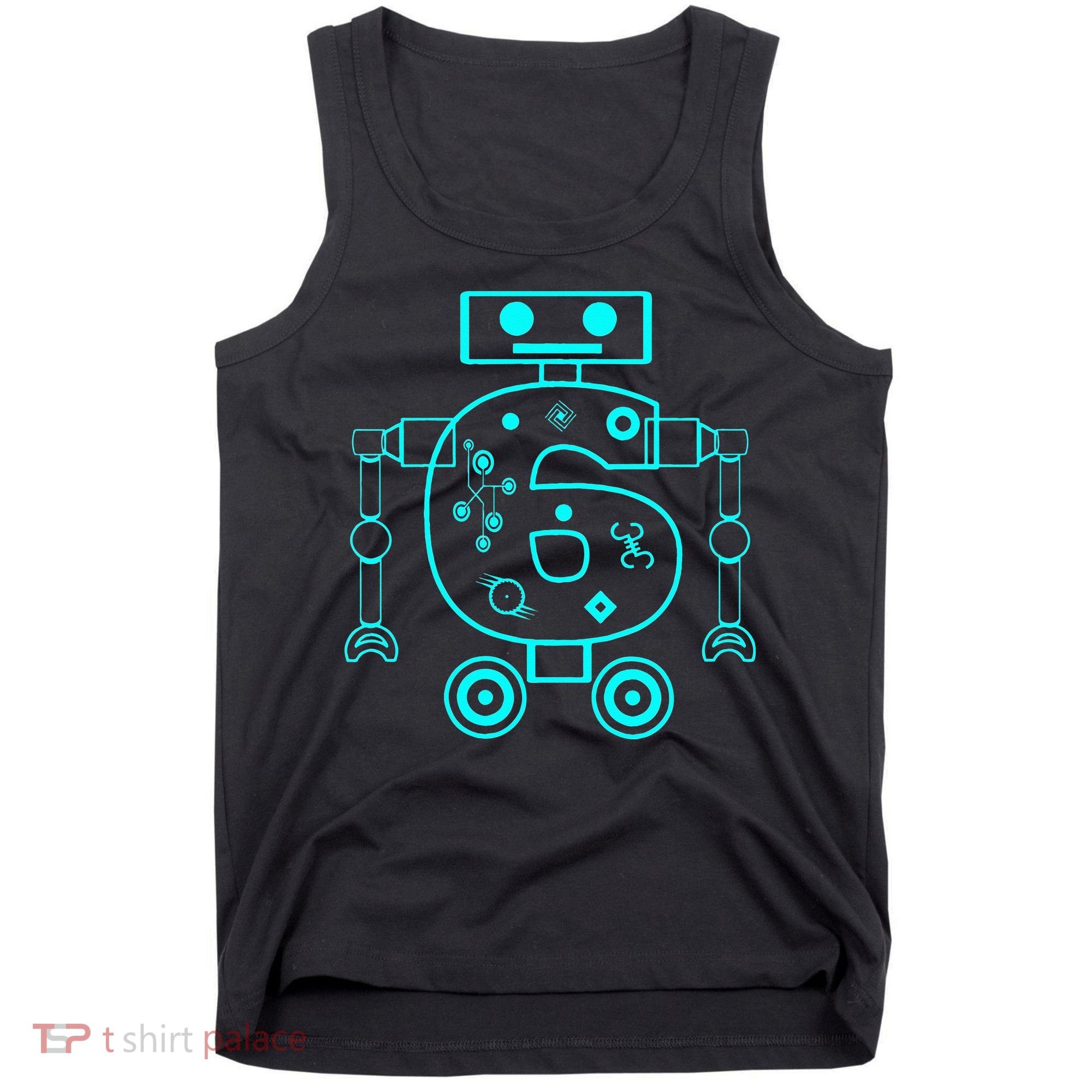 6 Year Old 6th Birthday Robot Themed Party Gift Tank Top