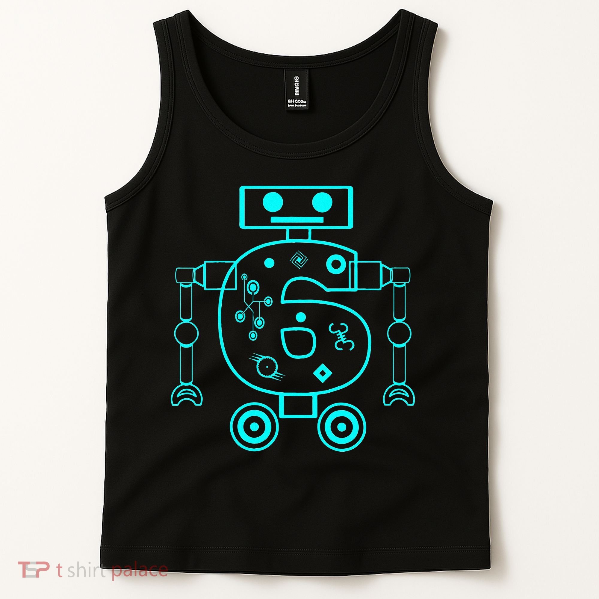6 Year Old 6th Birthday Robot Themed Party Gift Tank Top