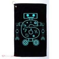 6 Year Old 6th Birthday Robot Themed Party Gift Golf Towel thumb 0