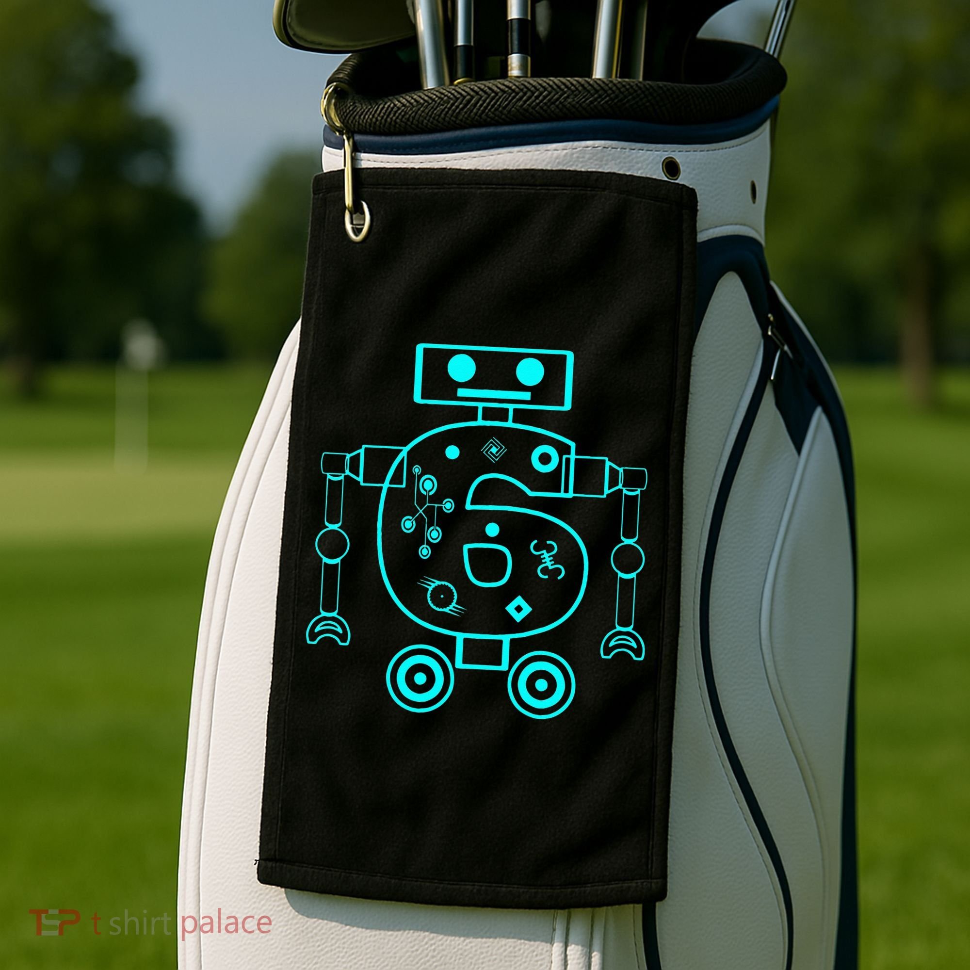 6 Year Old 6th Birthday Robot Themed Party Gift Golf Towel