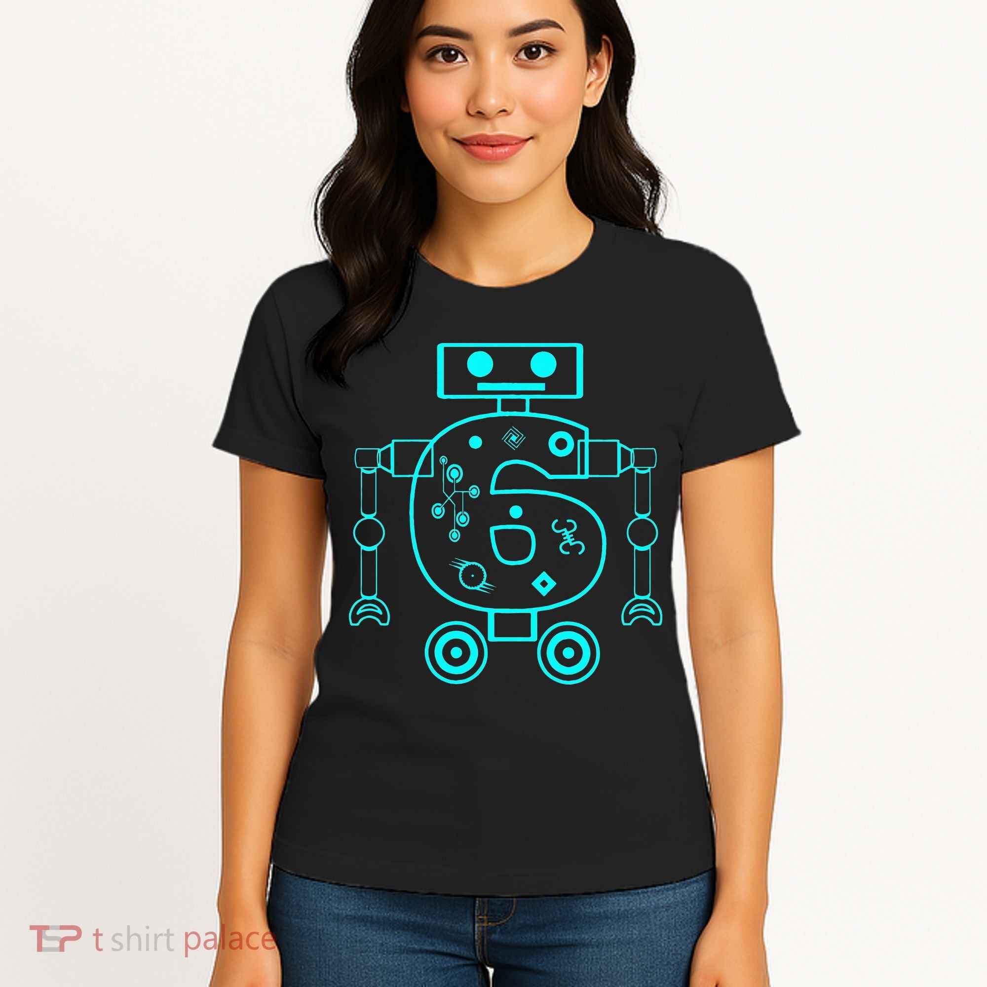 6 Year Old 6th Birthday Robot Themed Party Gift Women's T-Shirt