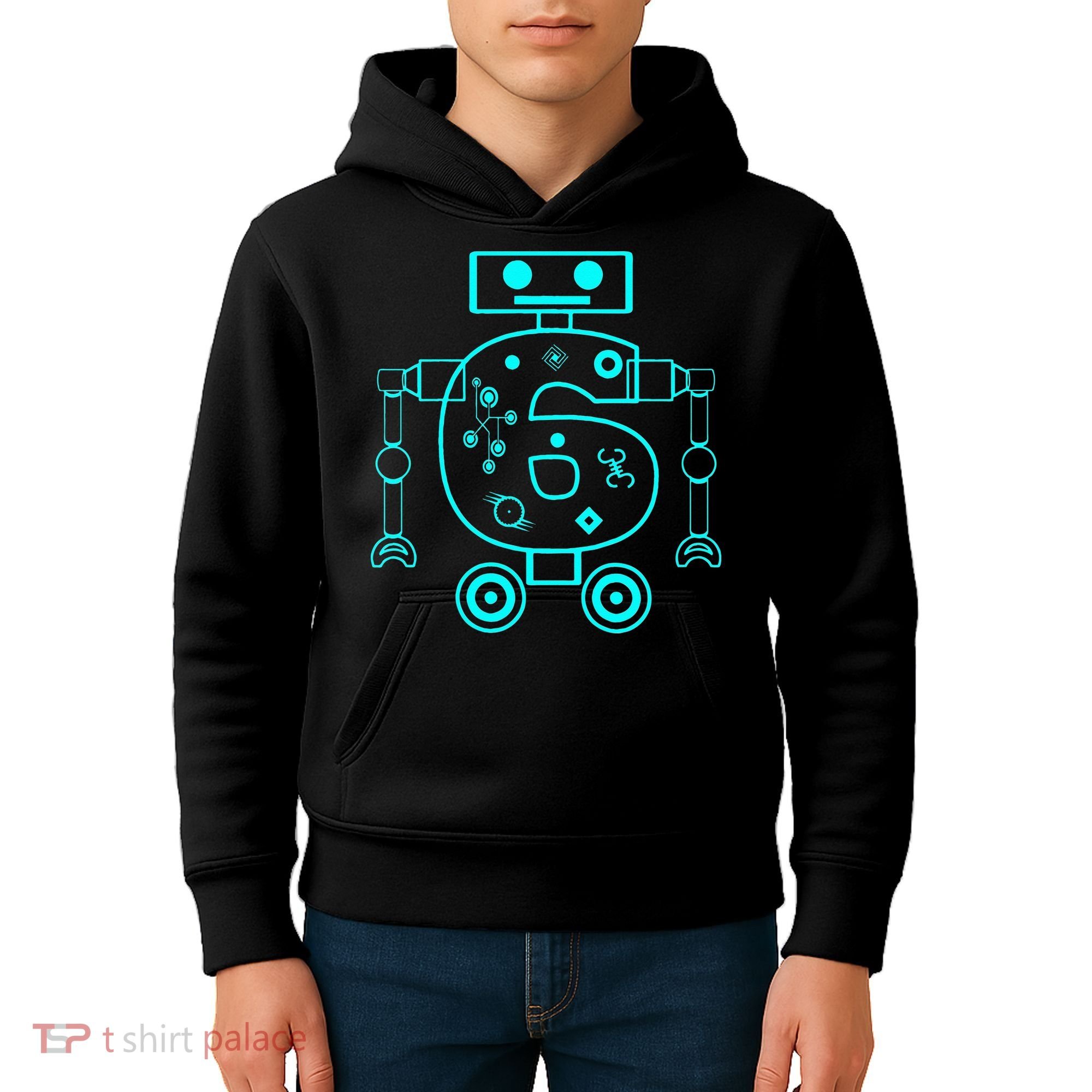 6 Year Old 6th Birthday Robot Themed Party Gift Kids Hoodie