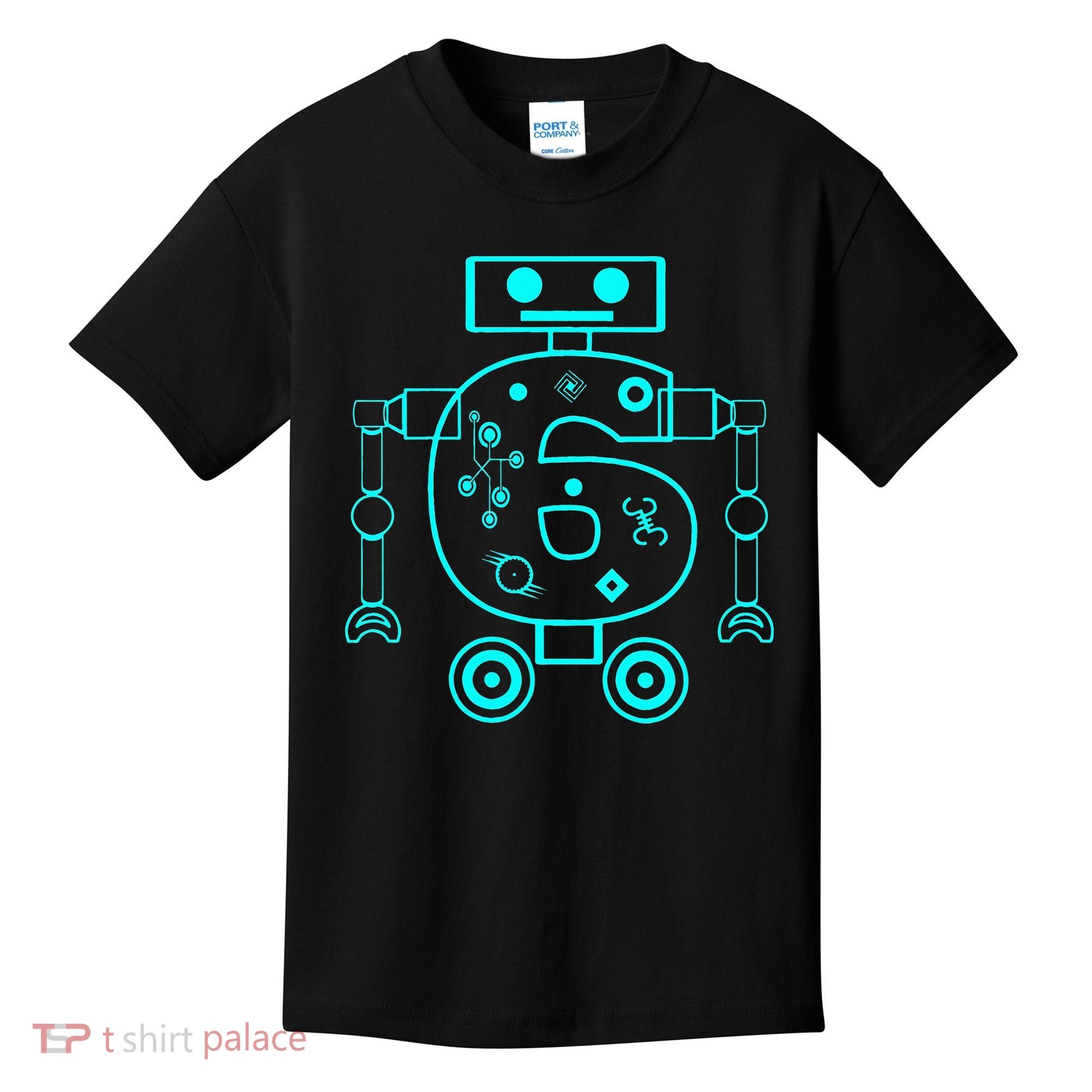 6 Year Old 6th Birthday Robot Themed Party Gift Kids T-Shirt