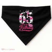65 Year Old Gifts It's my 65th Birthday Pink Diamond Crown USA-Made Doggie Bandana thumb 0