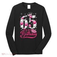 65 Year Old Gifts It's my 65th Birthday Pink Diamond Crown Long Sleeve Shirt thumb 0