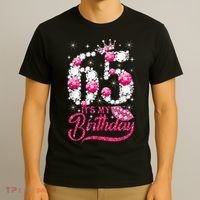 65 Year Old Gifts It's my 65th Birthday Pink Diamond Crown T-Shirt thumb 3