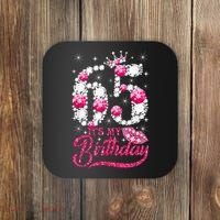 65 Year Old Gifts It's my 65th Birthday Pink Diamond Crown Coaster thumb 0