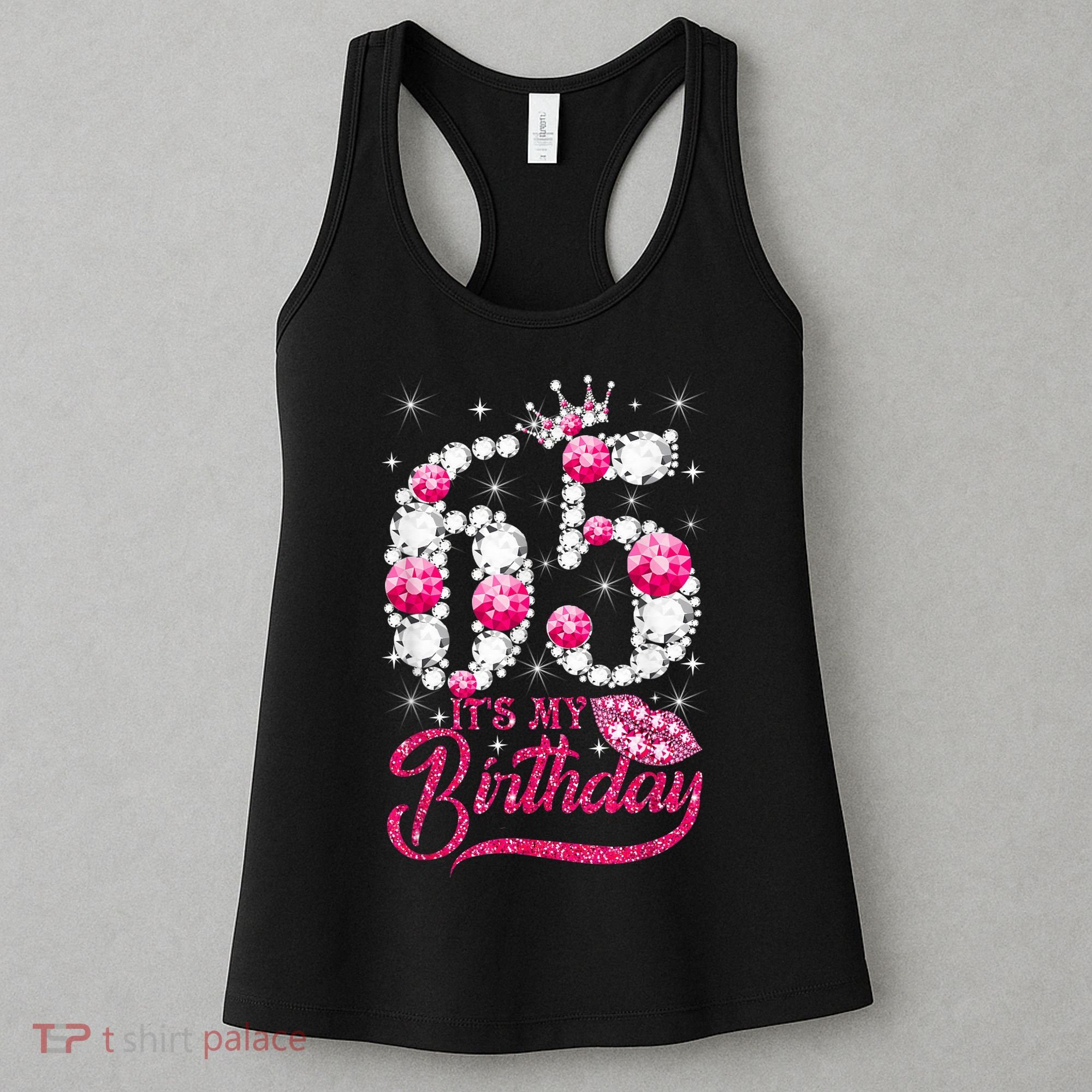 65 Year Old Gifts It's my 65th Birthday Pink Diamond Crown Women's Tank Top