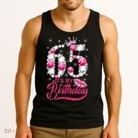 65 Year Old Gifts It's my 65th Birthday Pink Diamond Crown Tank Top thumb 3