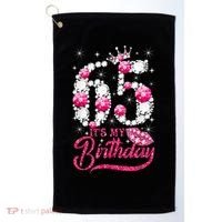 65 Year Old Gifts It's my 65th Birthday Pink Diamond Crown Golf Towel thumb 0