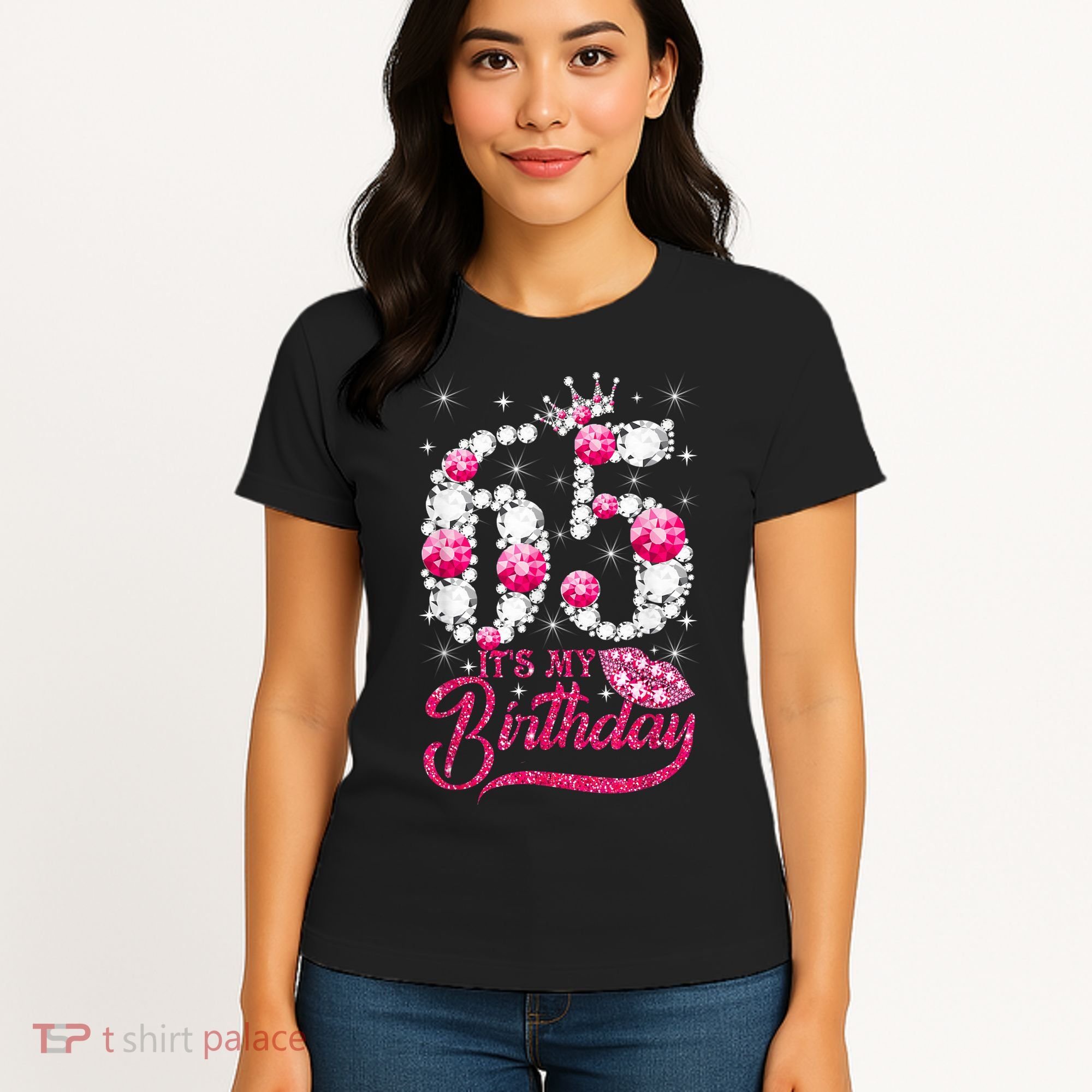 65 Year Old Gifts It's my 65th Birthday Pink Diamond Crown Women's T-Shirt