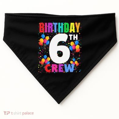 6 Years Old ItS My 6th Birthday Crew Balloons For Squad USA-Made Doggie Bandana