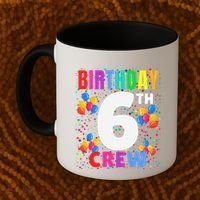 6 Years Old ItS My 6th Birthday Crew Balloons For Squad Coffee Mug thumb 2