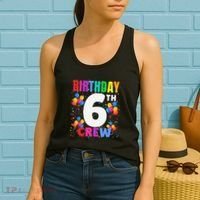 6 Years Old ItS My 6th Birthday Crew Balloons For Squad Women's Tank Top thumb 2