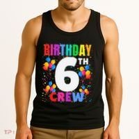 6 Years Old ItS My 6th Birthday Crew Balloons For Squad Tank Top thumb 3