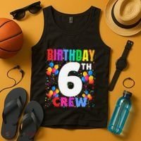 6 Years Old ItS My 6th Birthday Crew Balloons For Squad Tank Top thumb 4