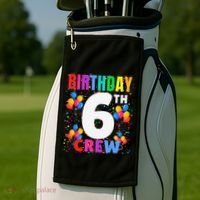 6 Years Old ItS My 6th Birthday Crew Balloons For Squad Golf Towel thumb 2