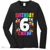 6 Years Old ItS My 6th Birthday Crew Balloons For Squad Women's Long Sleeve Shirt thumb 0