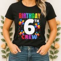 6 Years Old ItS My 6th Birthday Crew Balloons For Squad Women's T-Shirt thumb 2