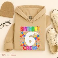 6 Years Old ItS My 6th Birthday Crew Balloons For Squad Hoodie thumb 4