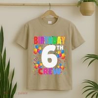6 Years Old ItS My 6th Birthday Crew Balloons For Squad T-Shirt thumb 2