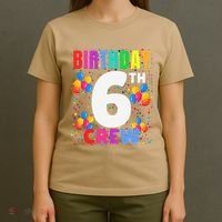 6 Years Old ItS My 6th Birthday Crew Balloons For Squad T-Shirt thumb 4