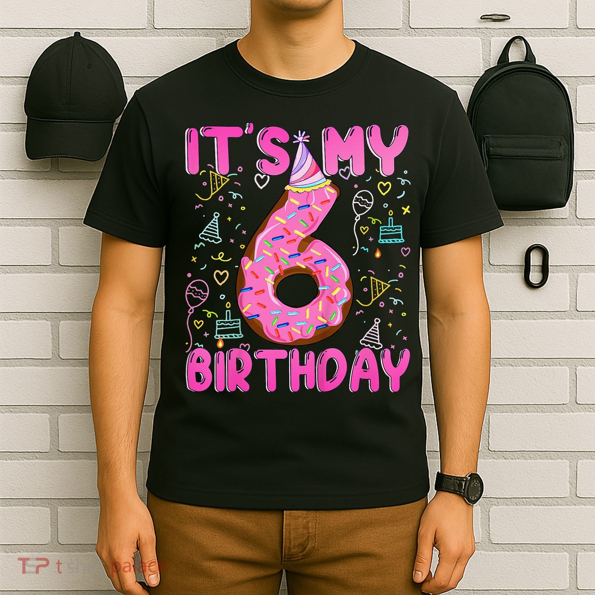 6 Years Old Girl Funny Donut Its My Sixth Birthday T-Shirt