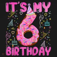 6 Years Old Girl Funny Donut Its My Sixth Birthday Women's Tank Top thumb 5