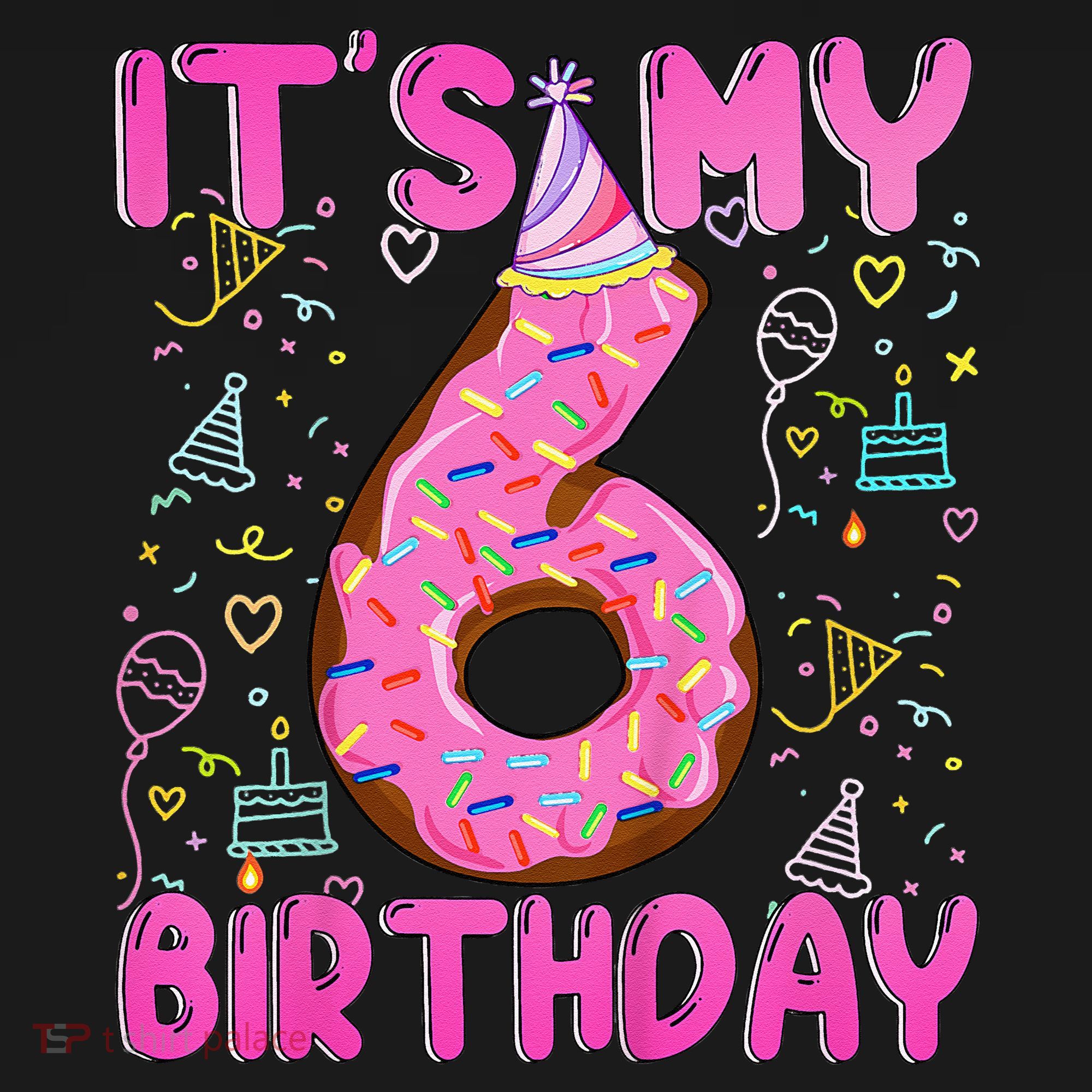 6 Years Old Girl Funny Donut Its My Sixth Birthday Women's Tank Top