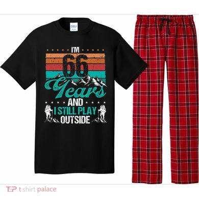 66 Year Old Hiker Mountains Outdoor Hiking 66 Birthday Pajama Set