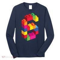 6 Year Old Building Blocks Birthday Bricks 6th Gift Long Sleeve Shirt thumb 0