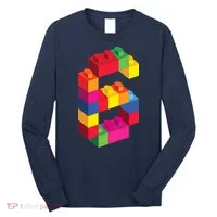 6 Year Old Building Blocks Birthday Bricks 6th Gift Long Sleeve Shirt thumb 0