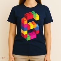 6 Year Old Building Blocks Birthday Bricks 6th Gift T-Shirt thumb 4