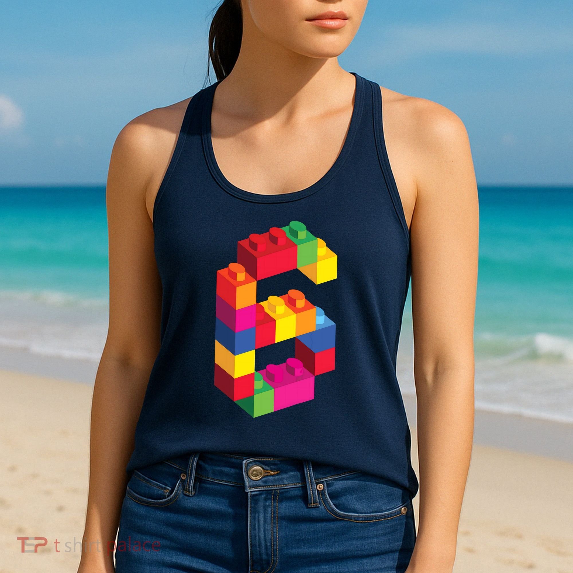6 Year Old Building Blocks Birthday Bricks 6th Gift Women's Tank Top