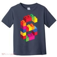 6 Year Old Building Blocks Birthday Bricks 6th Gift Toddler T-Shirt thumb 0