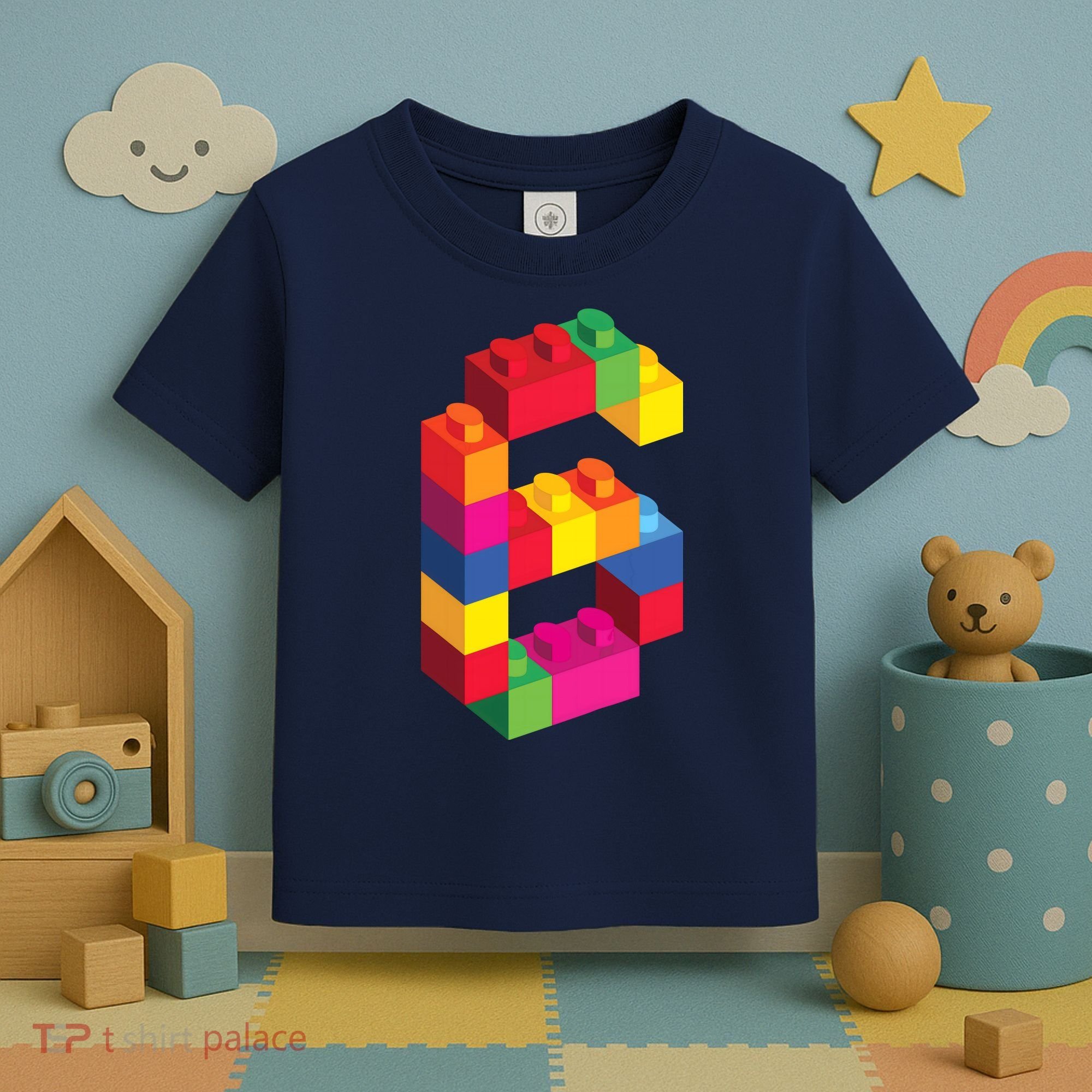 6 Year Old Building Blocks Birthday Bricks 6th Gift Toddler T-Shirt