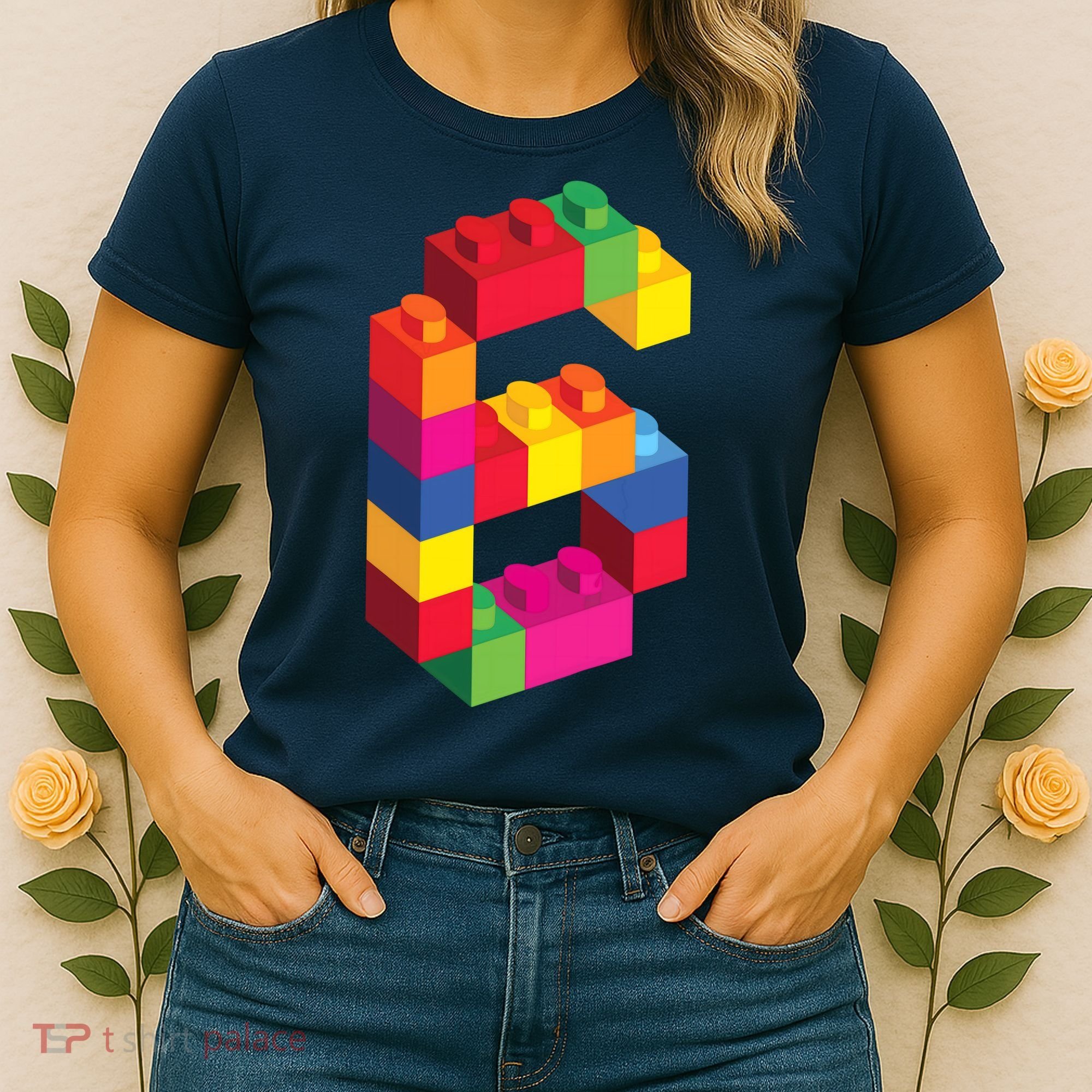 6 Year Old Building Blocks Birthday Bricks 6th Gift Women's T-Shirt