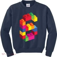 6 Year Old Building Blocks Birthday Bricks 6th Gift Kids Sweatshirt thumb 0