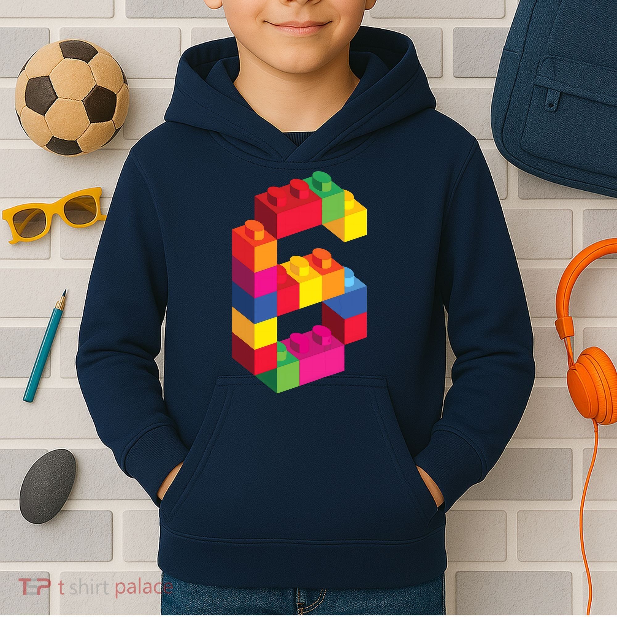 6 Year Old Building Blocks Birthday Bricks 6th Gift Kids Hoodie