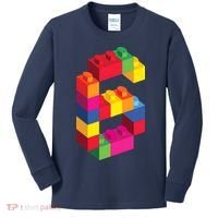 6 Year Old Building Blocks Birthday Bricks 6th Gift Kids Long Sleeve Shirt thumb 0