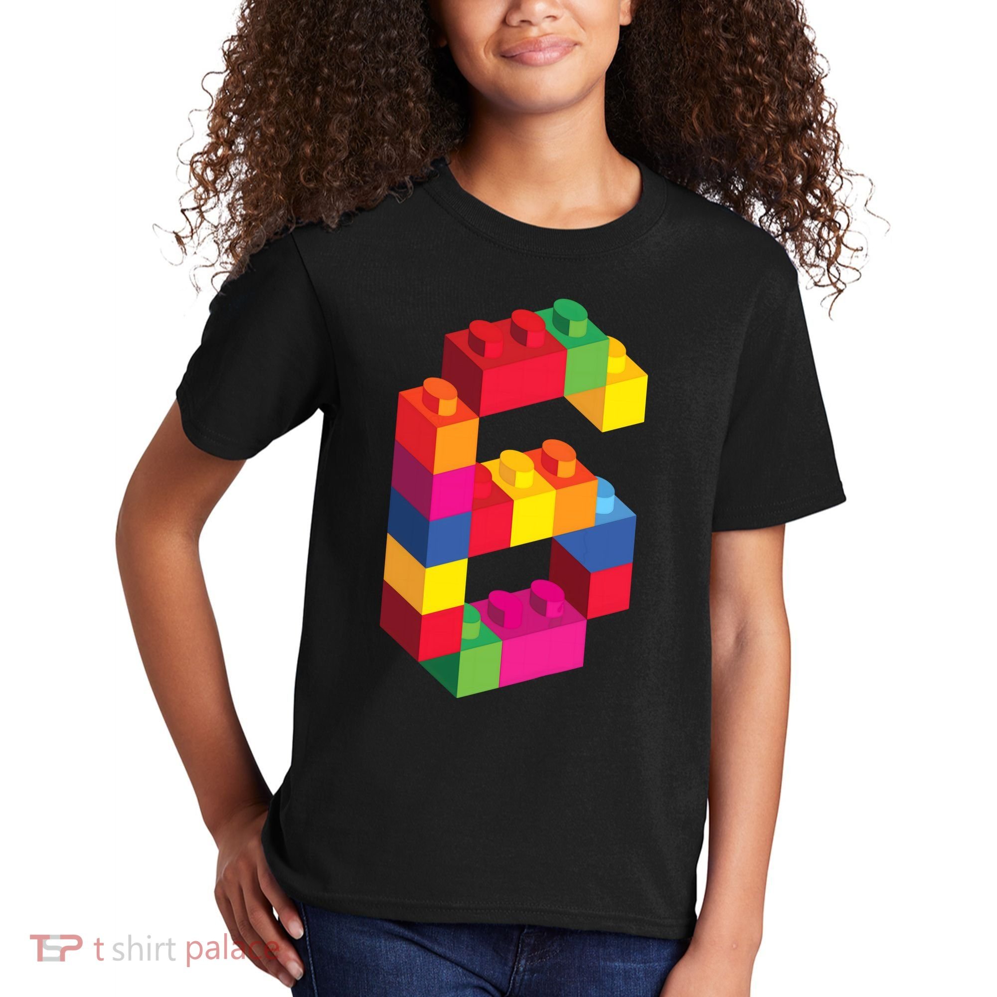 6 Year Old Building Blocks Birthday Bricks 6th Gift Kids T-Shirt